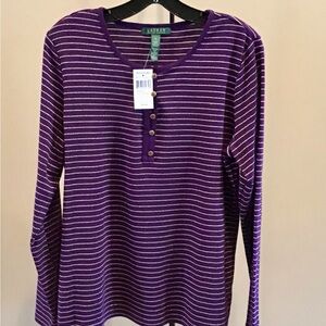 Ralph Lauren Purple and Gold Striped Top
